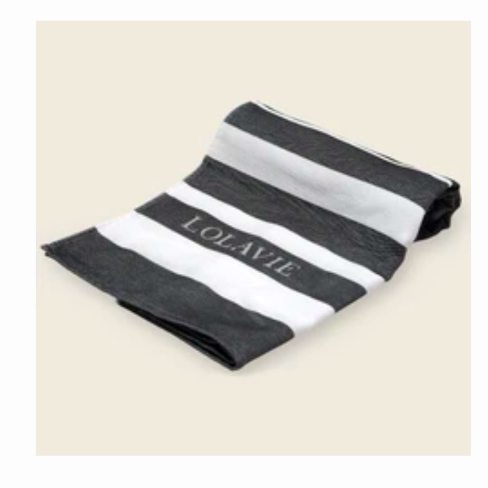 Lolavie Black and White Striped beach Towel